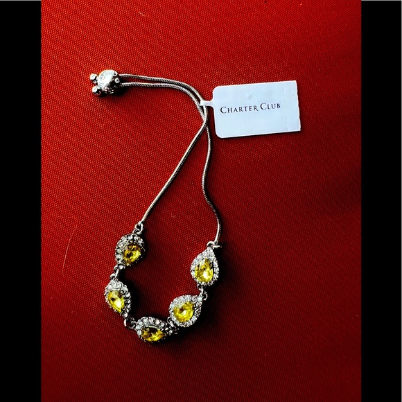 CHARTER CLUB Crystal Tear Drop Stone Slider Bracelet - Picture 3 of 9